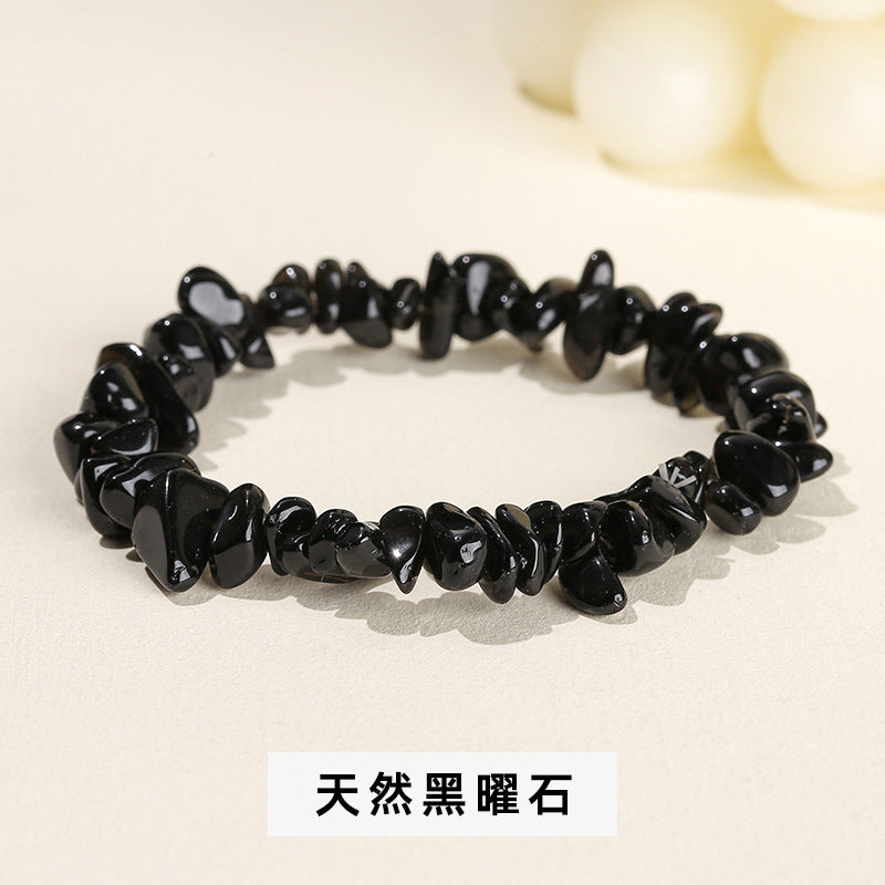 Wholesale natural crystal agate colorful gravel elastic bracelet
